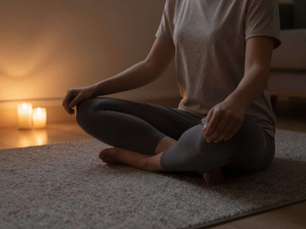 Person practicing evening relaxation routine